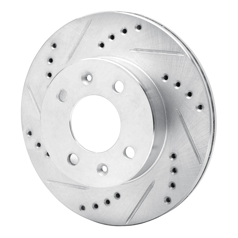 Dodge Verna Brake Rotor (1) - Front Left - R1 Concepts - Drilled & Slotted - Silver - `03-`06